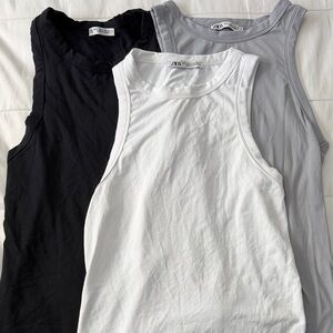 Zara Sleeveless Top Set - Black, White, Gray